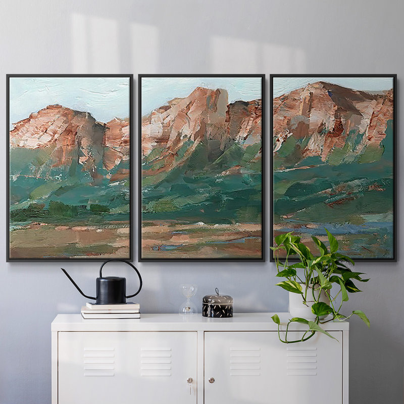 «Heading West I», reproduction sur toile 3 pièces, H 40 po x l 78 po x P 2 po, Noir