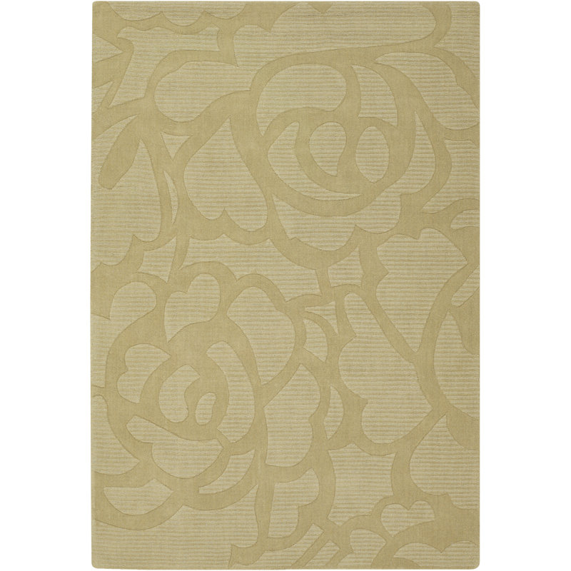 Worcester Authentic Hand-Tufted Wool Gold Cream High Low Floral Modern Area Rug, Rectangle 7' x 10', Gold Cream