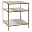 Higgins 2-Tier Marble Sidetable w/ Iron Frame, White and Brass