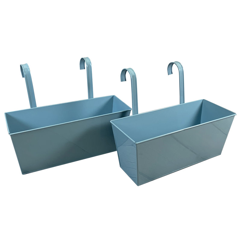 Andropolis Metal Railing Planter, Blue