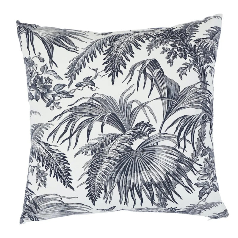 Schumacher x Jill Lasersohn Toile Tropique Pillow, Black