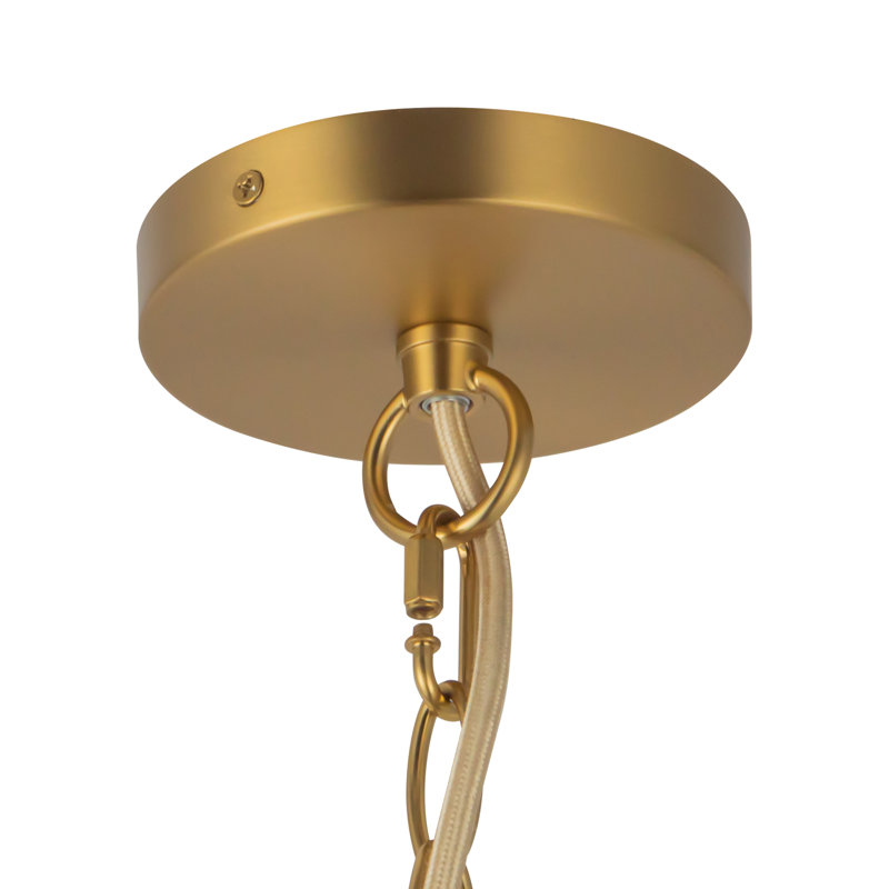 Lustre en or brossé 24 po avec verre fumé Aahil, Or brossé, Verre fumé