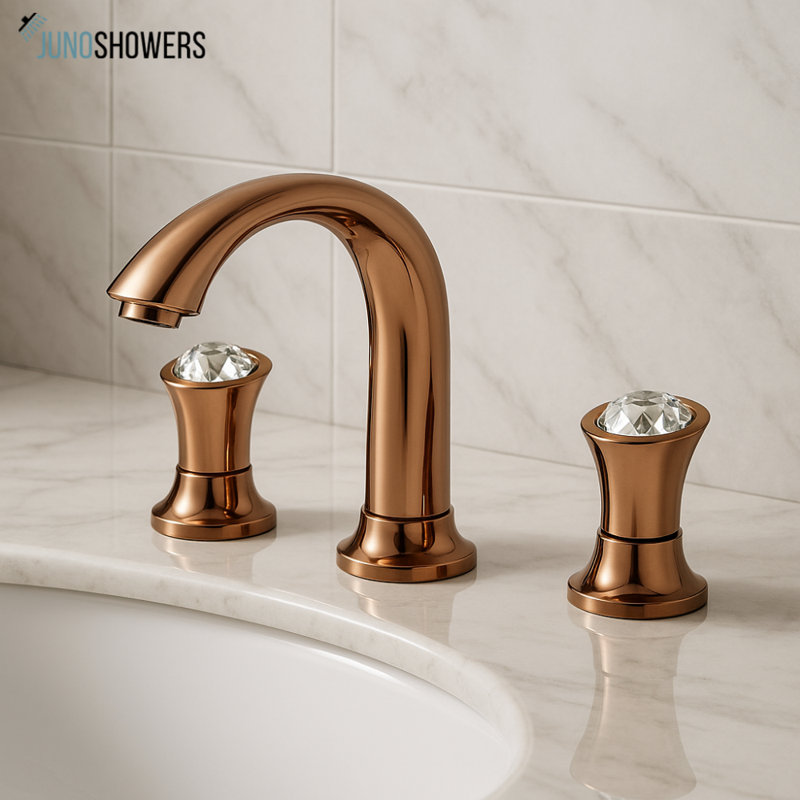 Système de douche avec valve thermostatique et douchette amovible, Or rose
