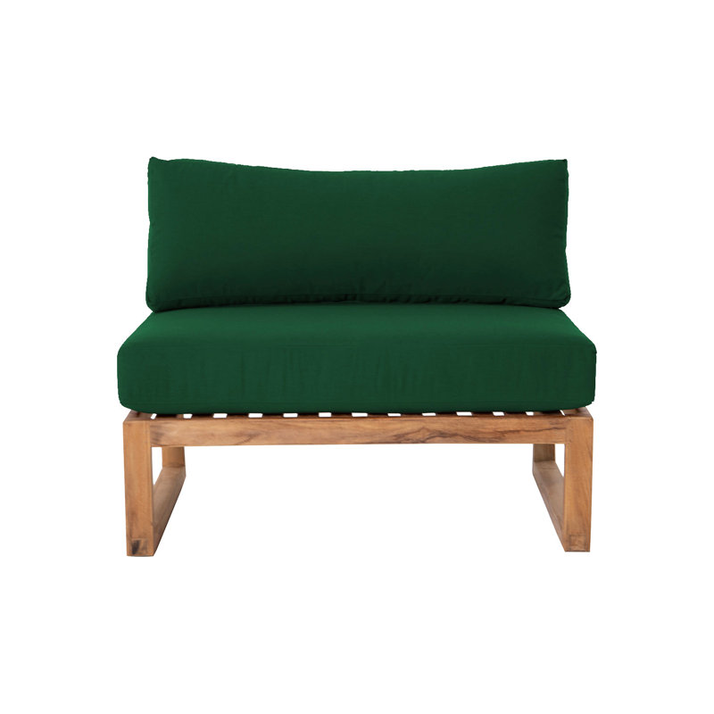 Fauteuil d'extérieur en teck Premer, Vert forêt