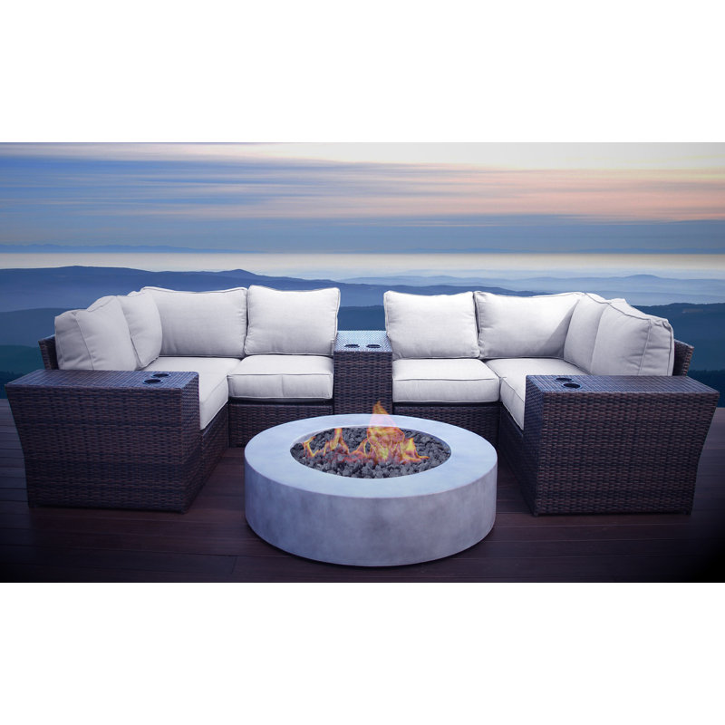 Perrytown Wicker Fully Assembled 10 Piece Seating Group with Cushions, Espresso