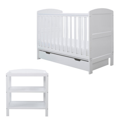 Coleby Mini 2 Piece Furniture Set and Fibre Mattress  - White