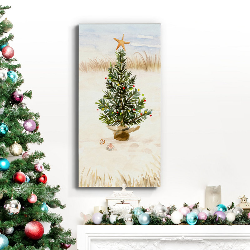 Toile tendue avec châssis de la collection B de la collection Christmas Coast - prête à être accrochée