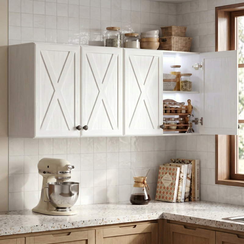 Armoire murale de porte de grange l 59 po x H 24 po, armoire murale pour salle de lavage, cuisine, salle de bain, 2-Pack