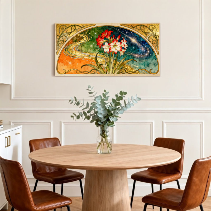 Imprimé à motif floral fantaisiste, H 16 po x l 32 po
