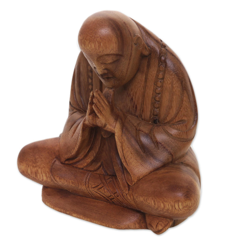 Statue méditation en bois