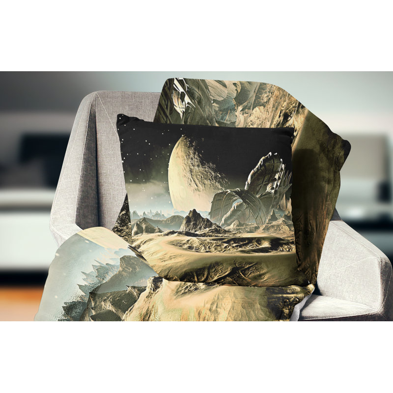 Crashed Spaceship - Landscape Printed Throw Pillow, 18" x 18", Square