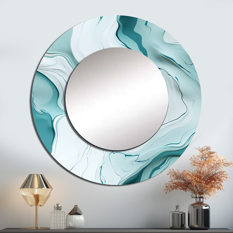 Roselba Lgith Green Zen Marble Harmony Channel - miroir décoratif en marbre, miroir mural blanc, impression d'art en métal