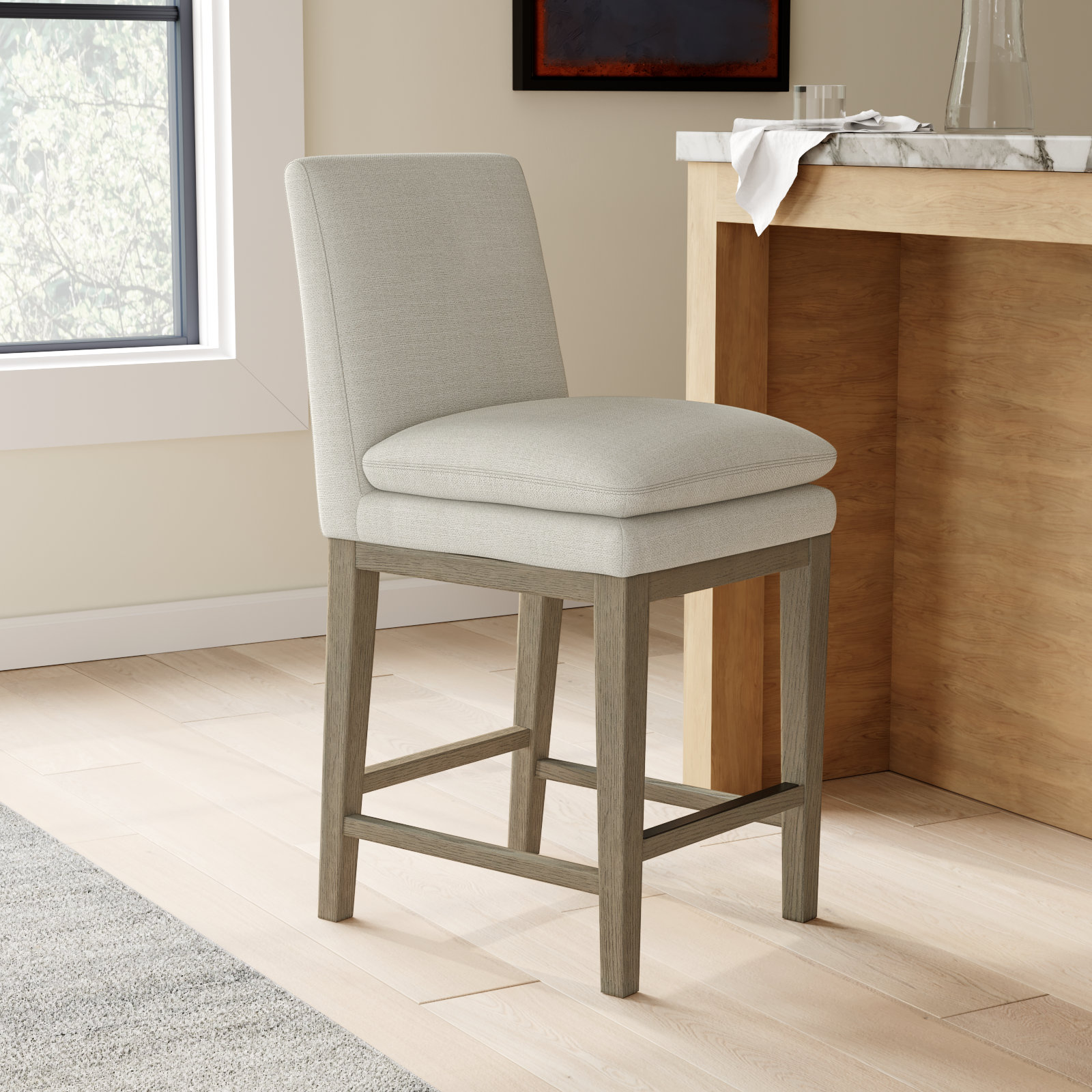 Bethea 26" Counter Stool , Effie Linen Performance Linen