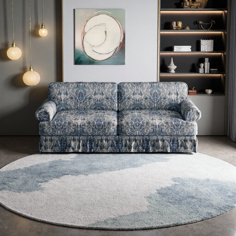 Canapé moelleux en tissu Oxford, Motif floral bleu
