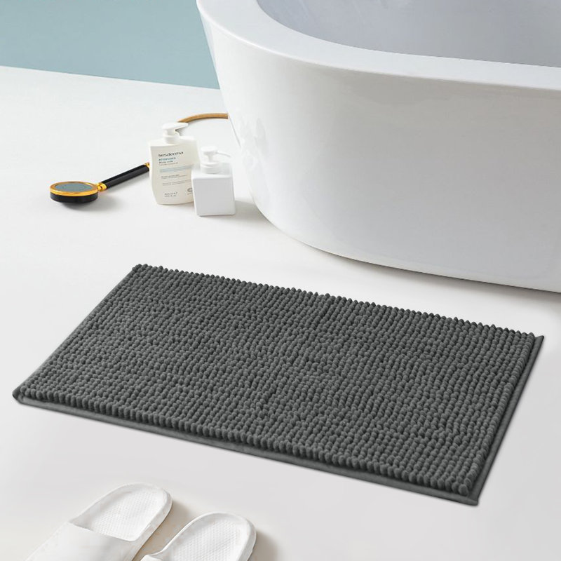 Tapis de bain super doux et absorbant antidérapant, Gris, L 24 po x l 16 po