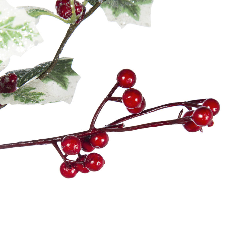 Ensemble de 6 fausses baies / houx, vert / rouge