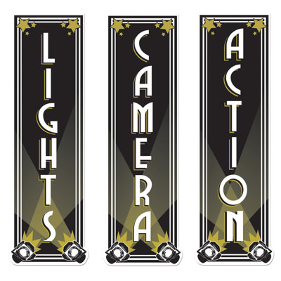 3 Piece Awards Night Lights, Camera, Action Cutout Wall Décor Set