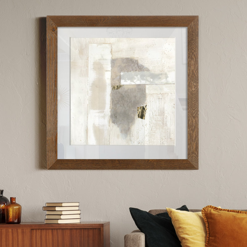 " Neutral Gold I ", 17" H x 17" W x 1.5" D, Maple Framed