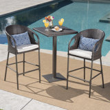 Aribert 3 Piece Bar Height Dining Set with Cushions
