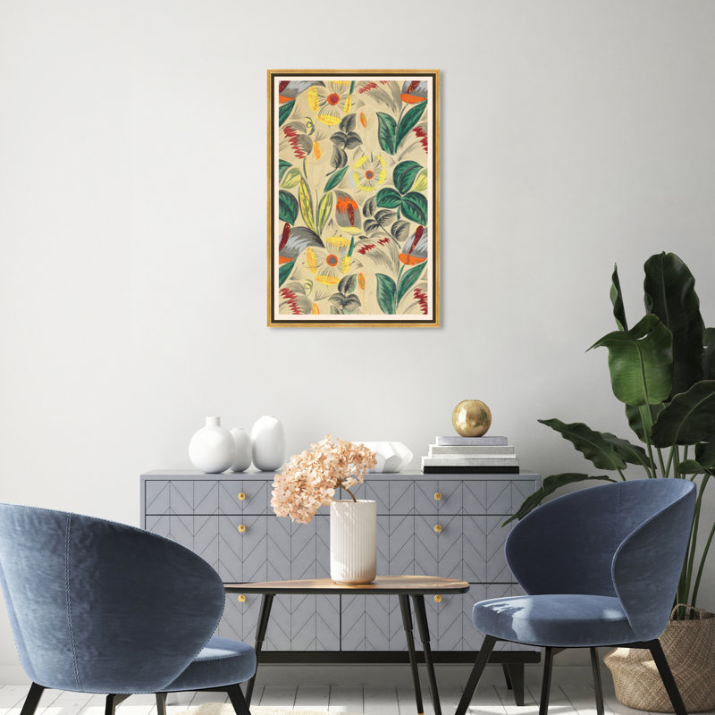 Textile 1913, peinture sur toile, Cadre blanc, H 54 po x l 36 po