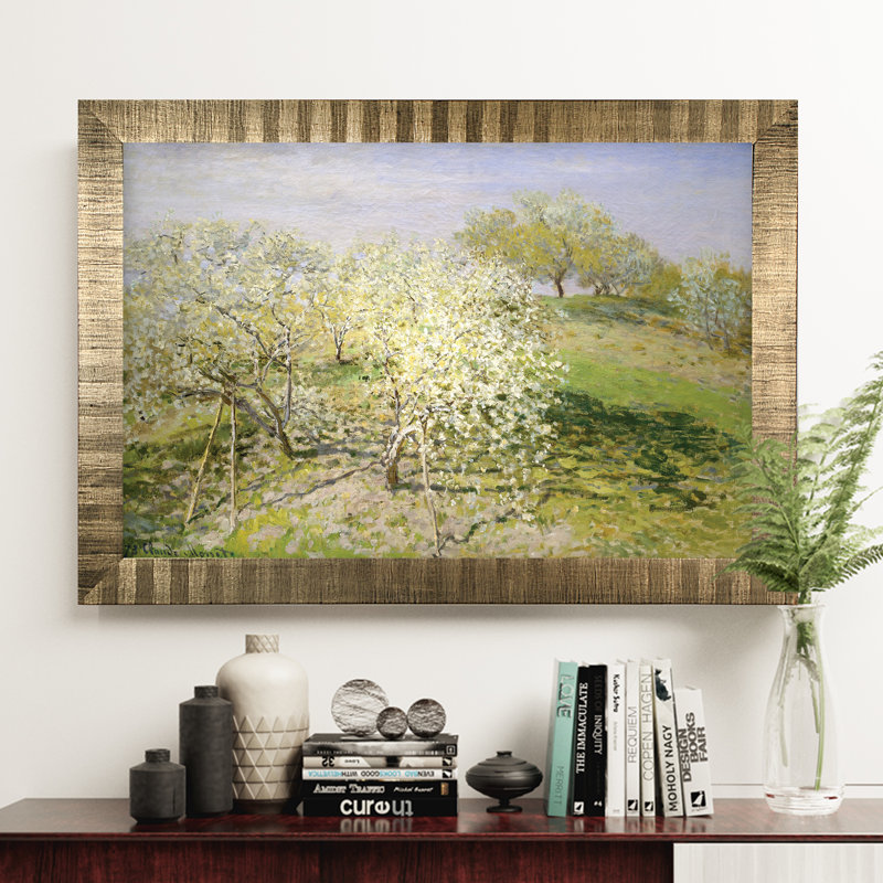 «Apple Trees», reproduction de photo, H 29 po x l 41 po x P 2 po, Encadrement doré antique, Pas de tapis