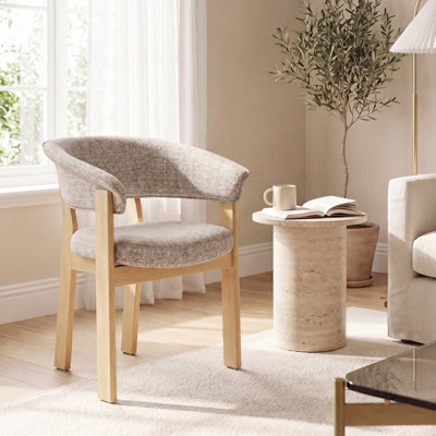 Chaise de salle à manger rembourrée avec accoudoirs tonneau