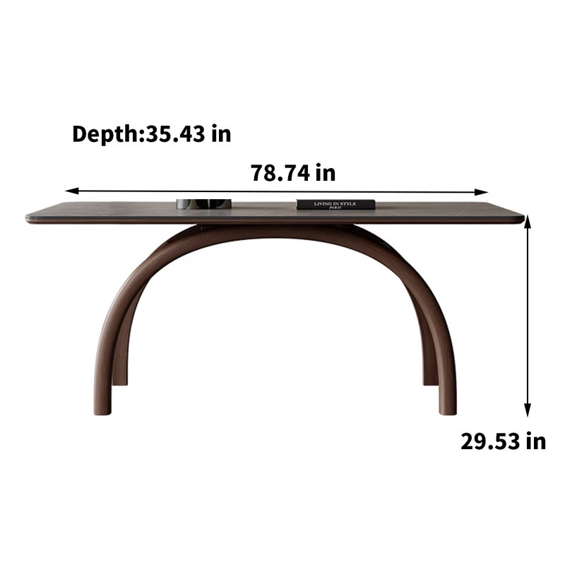 Table de salle à manger rectangulaire italienne, H 29,53 po x L 78,74 po x l 35,43 po
