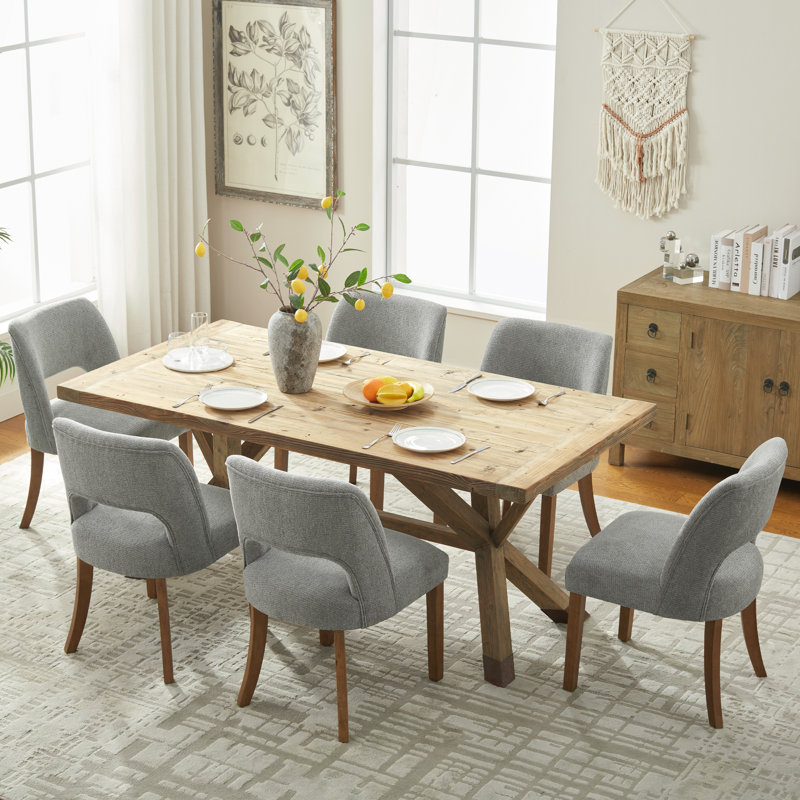 Upholstered Dining Side Chairs Set of 4, Chenille Light Gray