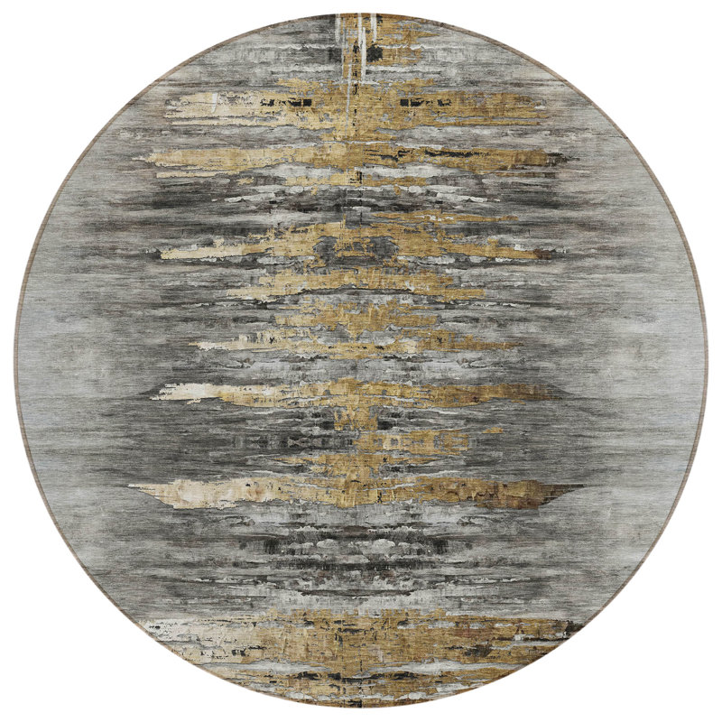 Tapis intérieur / extérieur en polyester tissé à la machine Yaresly, Rond 8 pi