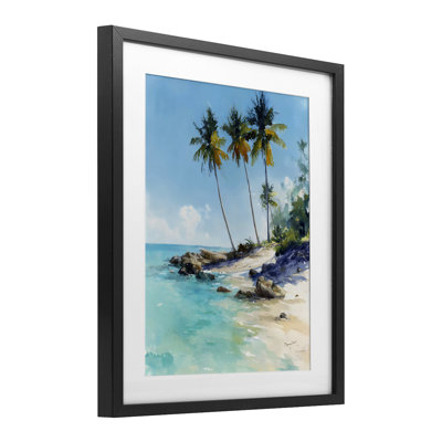«Rocky Tropical Shore», reproduction sous verre encadrée, design par Franklyn Gregory