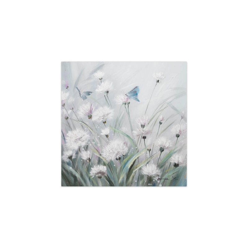 Hand -painted floral shimmer acrylic painting
