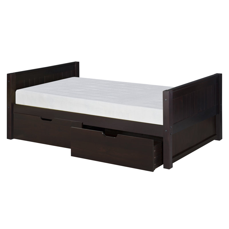 Lit plateforme en bois massif Friedemar, Cappuccino