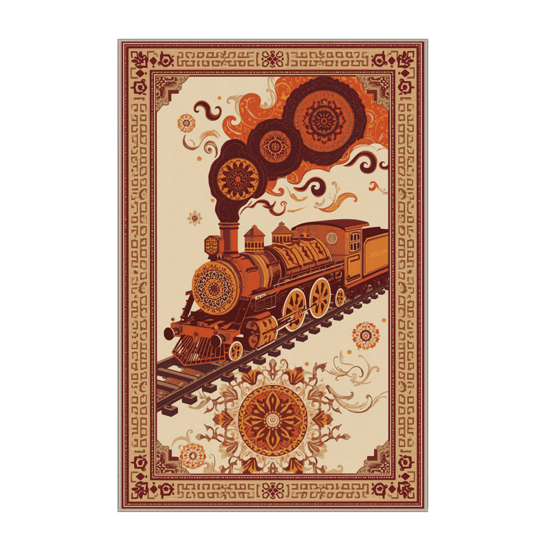 Tapis oriental brun / beige Glendale lavable à la machine, 8 x 12