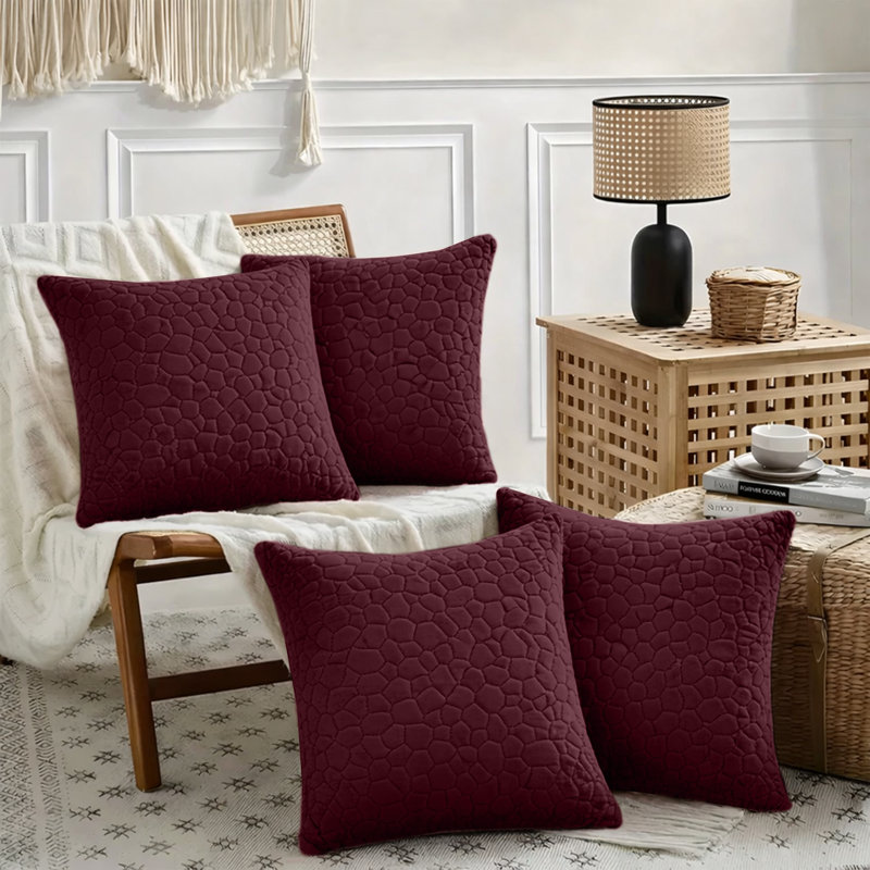 Square Cushion, Burgundy