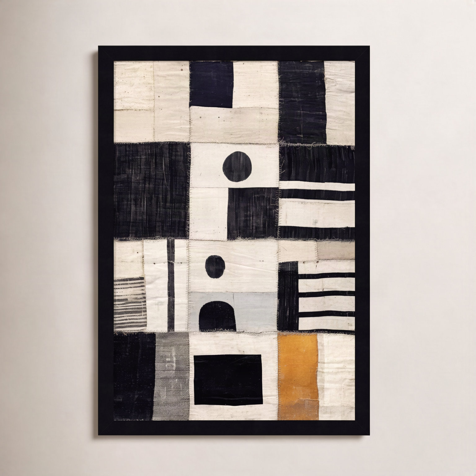 Galya "Sewn Fabric" Print by Treechild, Black, 21" H x 15" W