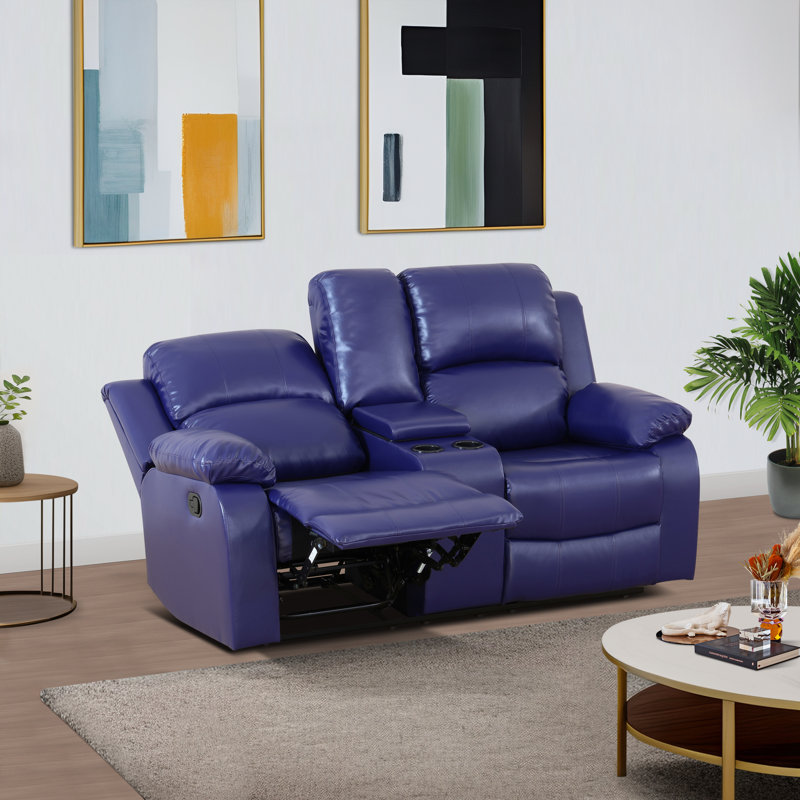 Living Room Recliner Loveseat, Jenesis Black Faux Leather
