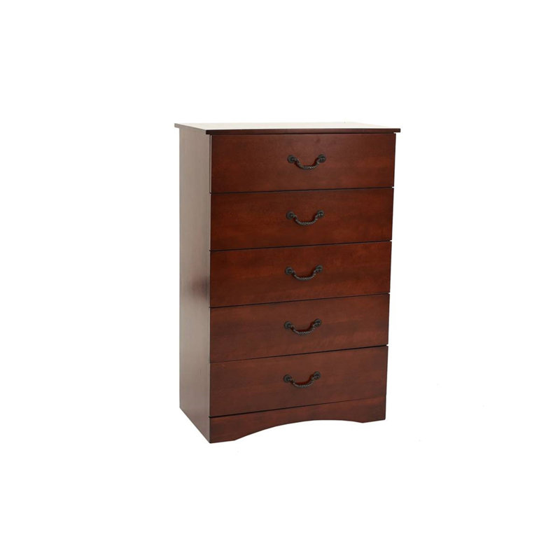 Commode 5 tiroirs Agge, Marron foncé