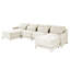 Canapé à quatre places, 1 repose-pieds mobile, coussin lombaire, tissu chenille, structure en bois massif, ergonomique, éponge haute résilience, accoudoirs élégants, installation facile. Convient aux salons, hôtels, salons, beige-704796629-704796638-704796632