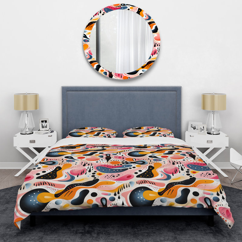 Literie pastel Mid Century, Housse de couette simple + 1 taie décorative stan