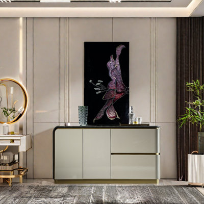 Armoire d'appoint en bois massif Light Luxury