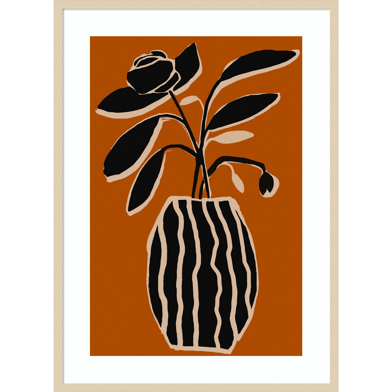 Ochre Still Life No 5 by Treechild, Brown Framed, 41" H x 30" W x 1" D