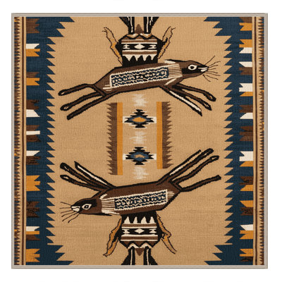  Washable Jackrabbit Southwestern Area Rug