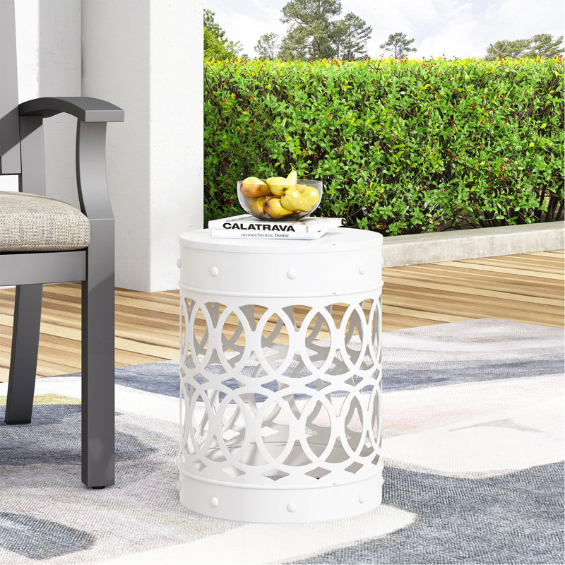 Table de bout d'extérieur en métal - Grand, Blanc