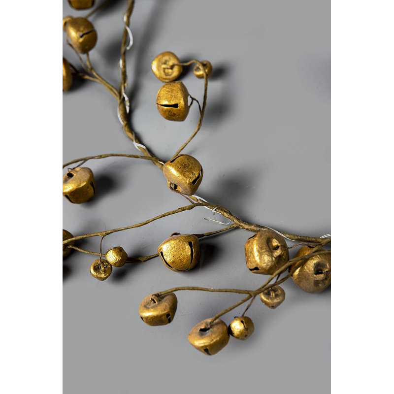 35cm Lighted Faux Garland with Lights, Gold