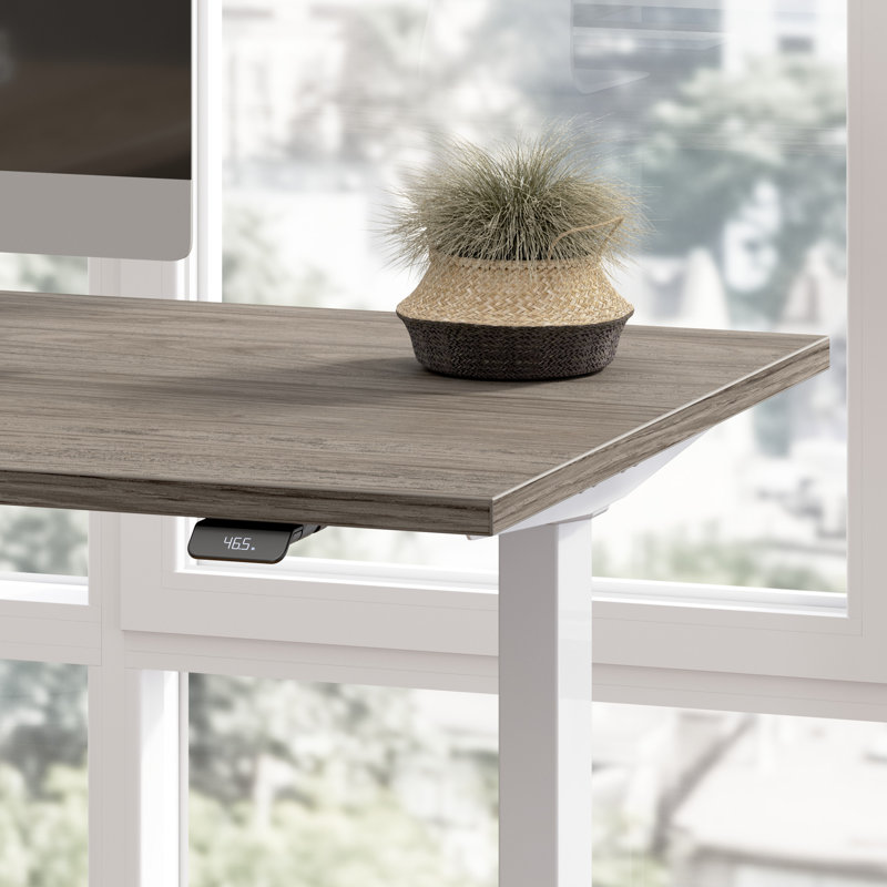 Bush Business Furniture Move 60 Series Height Adjustable L Shaped Standing Desk - Reversible, 27" H x 59.5" W x 77" D, Gray