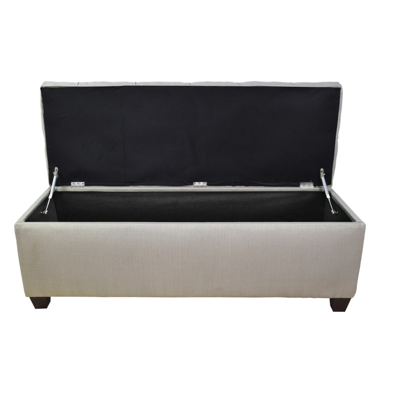 Heaney Polyester Blend Upholstered Storage Bench, Platinum