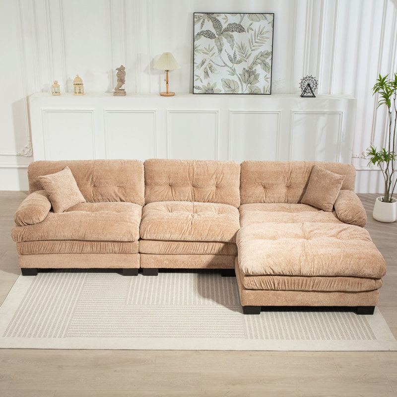 Canapé modulaire en forme de L avec canapé-lit réversible à 3 places et siège profond Mobilier rembourré confortable pour le salon