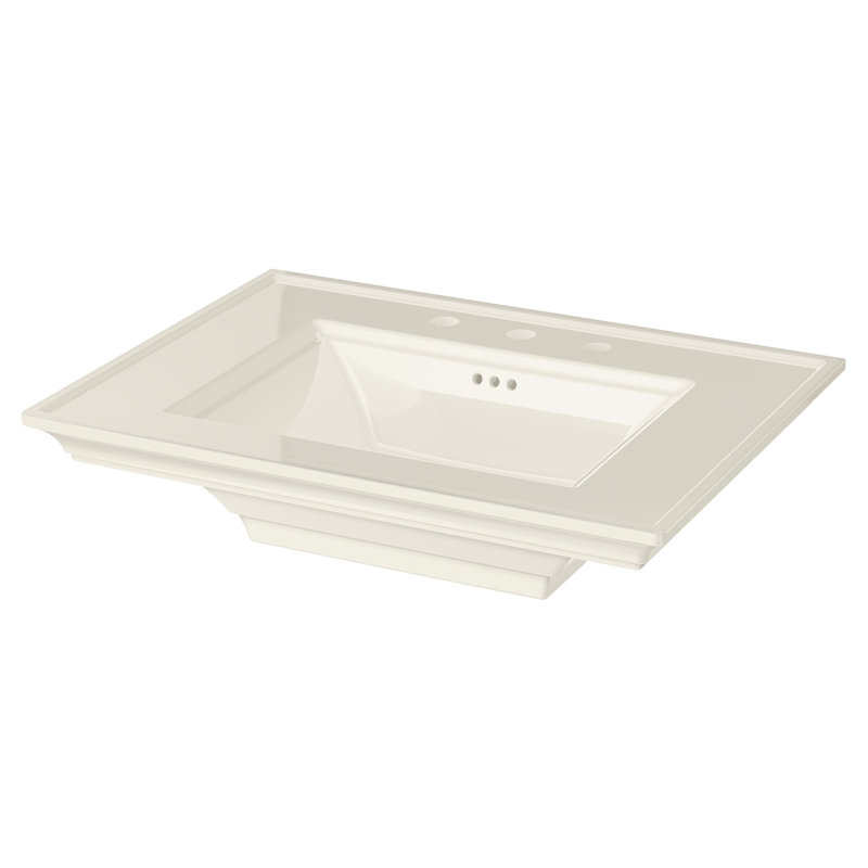 American Standard Town Square S 22.5'' Ceramic Rectangular Bathroom Sink with Overflow, Linen, 8" Centers