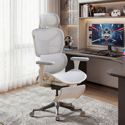 One-Touch Control Ergonomic Mesh Task Chair with 3-Level Recline Lock, High-end Office chair,Computer Chair with Adjustable Backrest & Lumbar Support & 6D Armrests & 3D Headrest