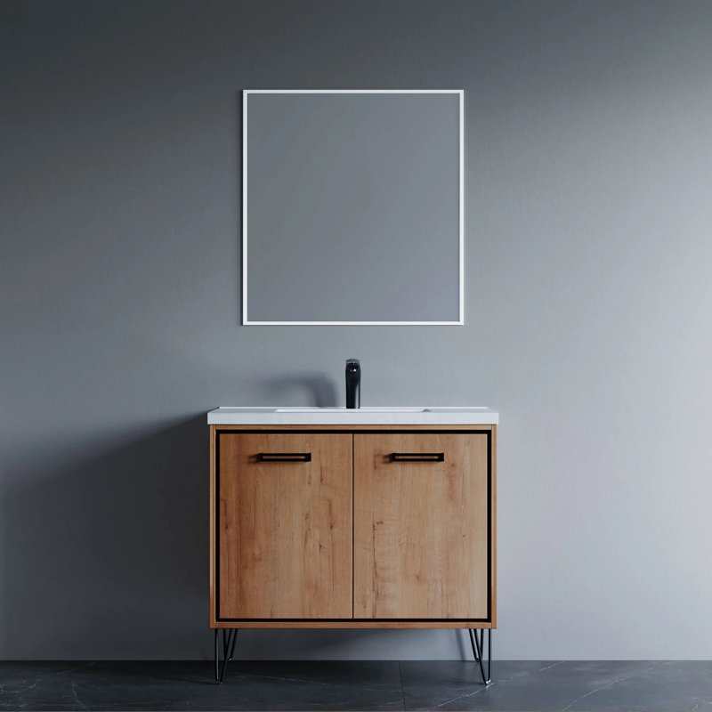 Lunea 36'' Single Bathroom Vanity with Drop-In Ceramic Sink – Soft-Close Doors, Generous Storage & Nordic Minimalist Style